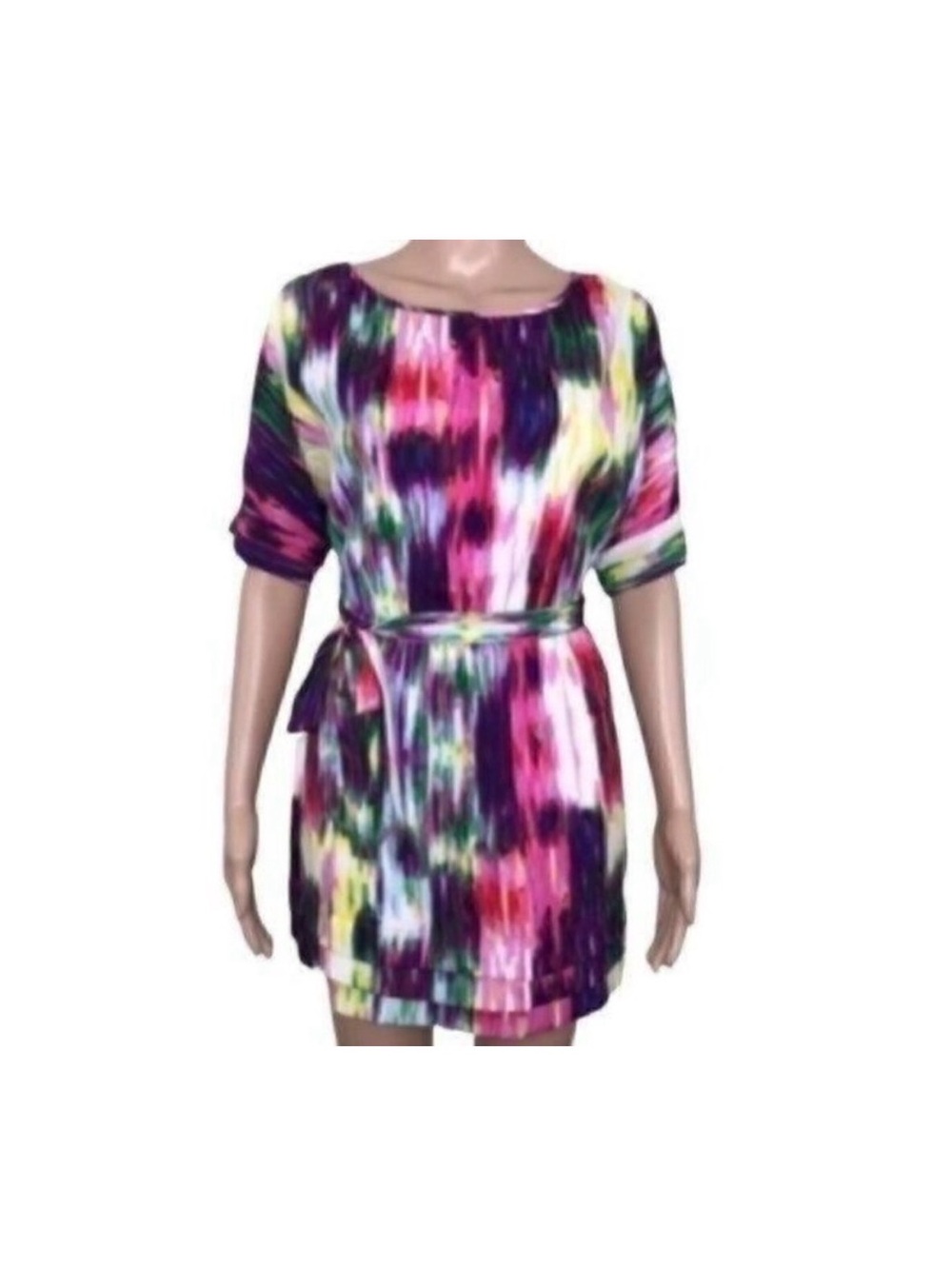Presley Skye watercolor Mini Dress Size XXS Colorful tie waist